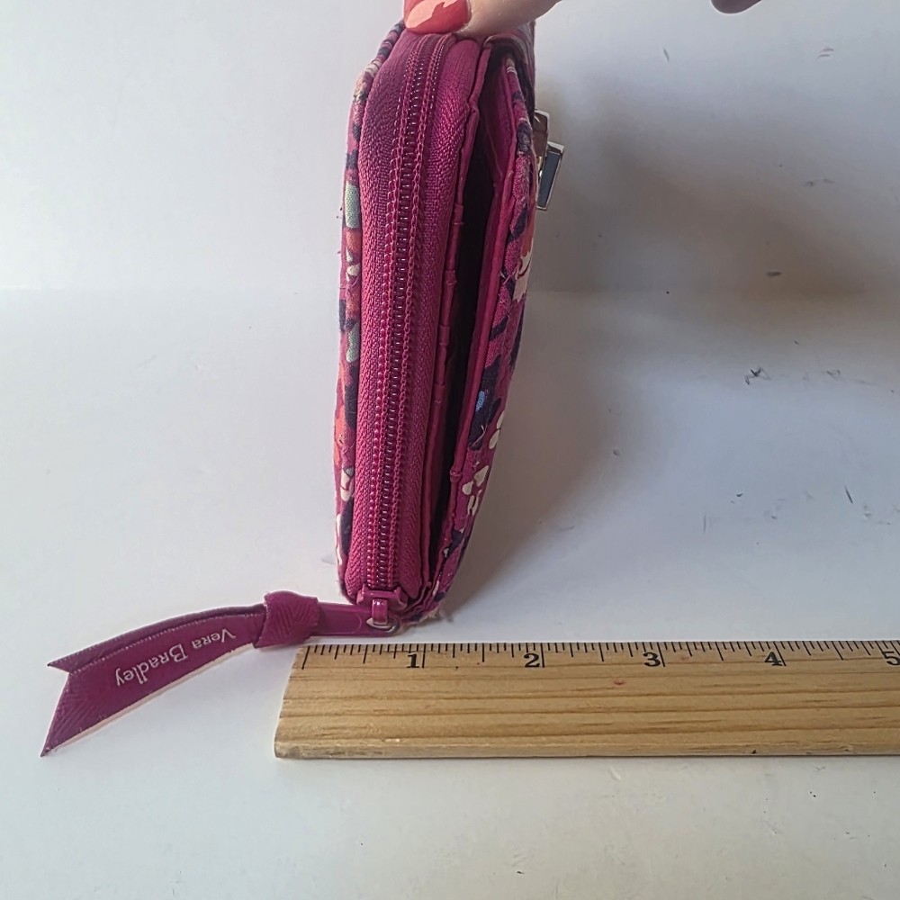 Vera Bradley Bloom Berry RFID Turnlock Wallet Pink Floral Women's Wallet - Picture 11 of 15